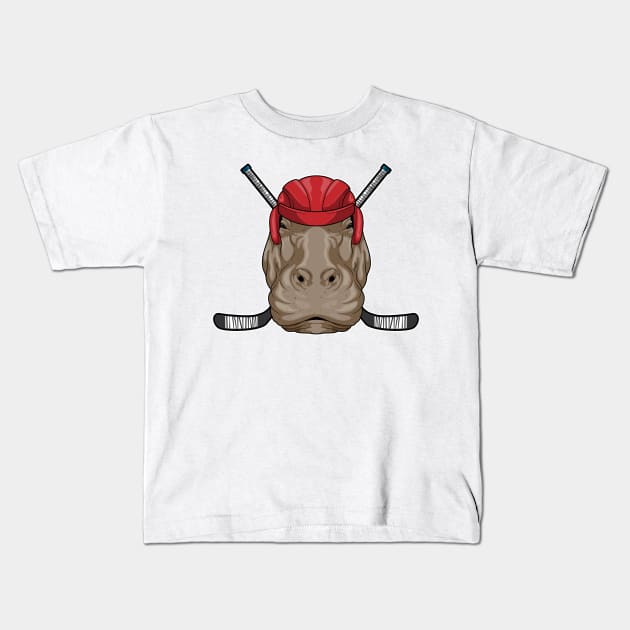 Hippo Ice hockey Ice hockey stick Kids T-Shirt by Markus Schnabel